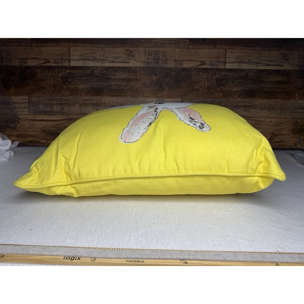 Pottery‎ Barn Yellow Watercolor White Bunny Rabbit Throw Pillow Decor RARE